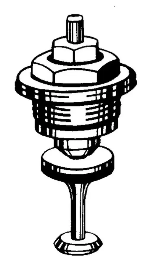 Thermostat-Oberteil mit Tauchrohr, grafische Darstellung, gefertigt von IMI Hydronic Engineering, zur Nutzung in Einrohrventilen.